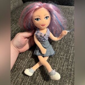 2008 TY Girlz Lovable Lilly Pink/Blue Hair Poseable Plush Doll